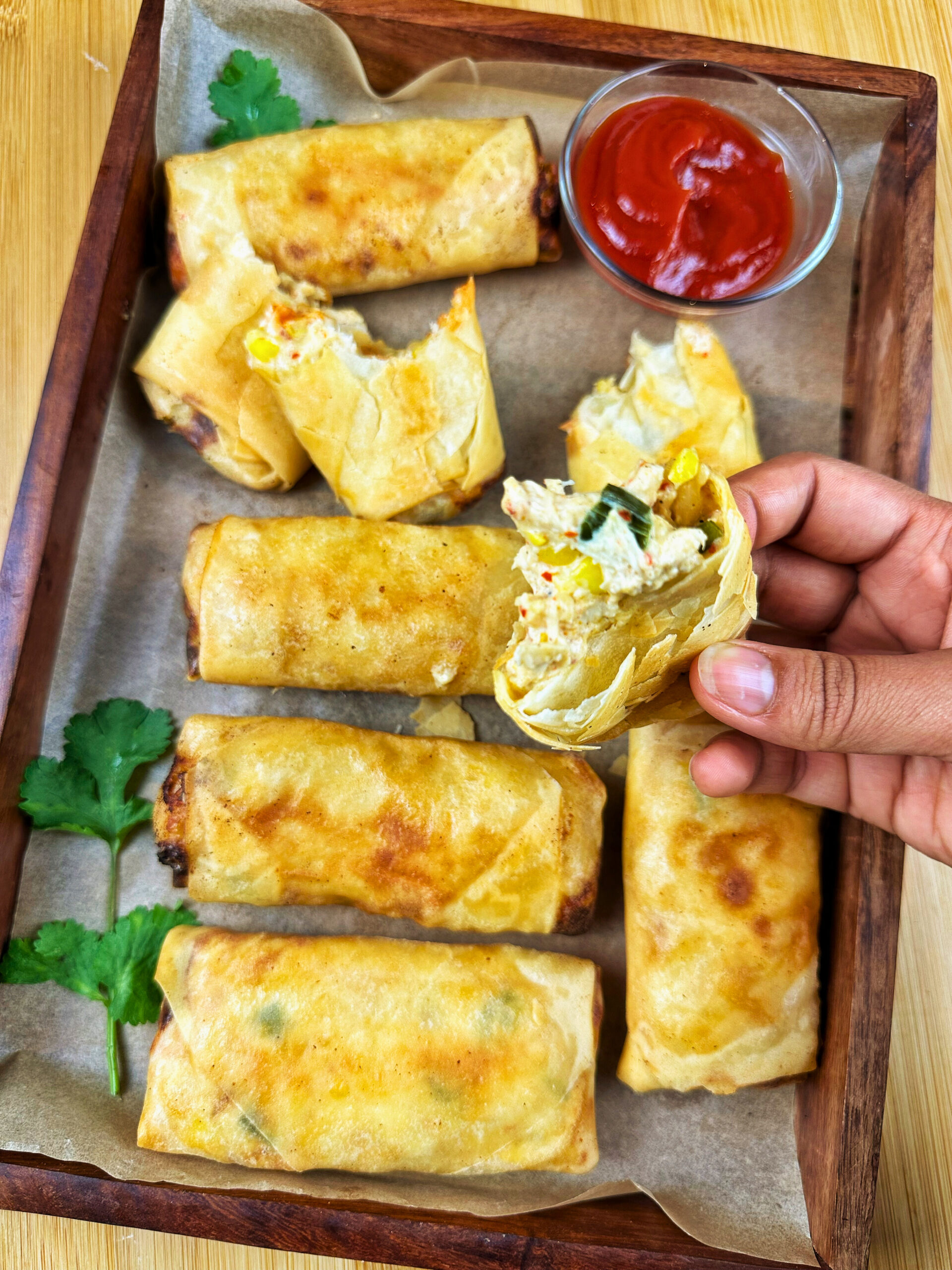 CHICKEN CHEESE SPRING ROLLS - Cook With Noorain